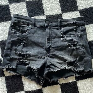 American Eagle Black Distressed Jean Shorts